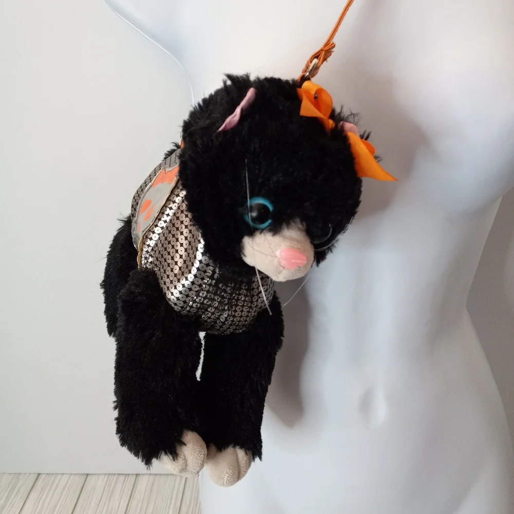 Poochie & Co Plush Black Kitty Cat Witchy Kids Childs Purse